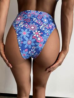 Floral-Printed High-Waisted Bikini Swimwear Flower Swimwear, Coverage Swimwear, Buckle Skirt, Floral Print Crop Top, Bathing Suits For Women, Blue One Piece, Swimwear Bottoms, Blue Daisy, Swimwear Online