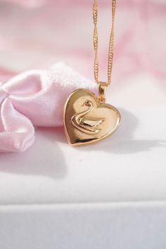 Odette Swan Necklace , Swan Princess Odette Necklace - Etsy Gold Locket Necklace With Clavicle Chain As Gift, Elegant Locket Jewelry Gift, Cute Clavicle Chain Jewelry For Valentine's Day, Valentine's Day Gift Locket Necklace, Gold Locket Necklace For Gifts, Heart Shaped Necklace For Valentine's Day With Gift Box, Heart Shaped Necklace With Gift Box For Valentine's Day, Valentine's Day Heart Necklace With Gift Box, Valentine's Day Gift Necklace In Gift Box