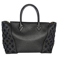 This luxurious and elegant handbag is finely crafted in black hue and features the monogram pattern in velvet on the sides. The top is secured with hidden magnetic closures, and opens to a roomy suede interior with two hanging zippered pockets. Designer: Louis Vuitton Material: Veau Cachemire aged calfskin; velvet monogram Date/Authenticity Code: TR0185 Year Manufactured: 08th week of 2015 in France Measurements: 13.25" x 10" x 5.25" (wxhxd) Drop: 5.25" Interior Lining: Alcantara Opening/Closure: Snap Closure at Top Hardware: Gold-Tone Includes: Original box, dust bag and Entrupy COA Overall Condition: Excellent pre-owned condition with minor residue to interior lining Vintage Louis Vuitton, Fashion Handbags, Zipper Pocket, Calf Skin, Dust Bag, Fendi, Gold Tones, Chanel, Velvet