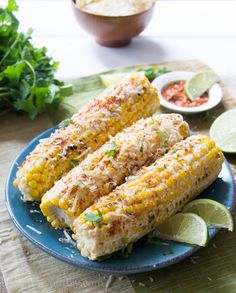 grilled corn on the cob with limes and chili