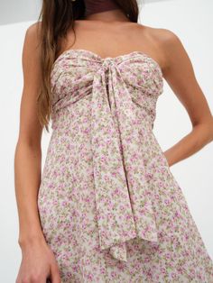 Teagan Mini Dress | For Love & Lemons For Love And Lemons Mini Dress, Simple Floral Dress, Dresses Feminine, For Love And Lemons Dress, Love And Lemons Dress, Cream Mini Dress, Dress Bow, Lemon Dress, Mini Slip