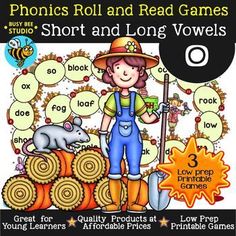 phonics roll and read games short and long