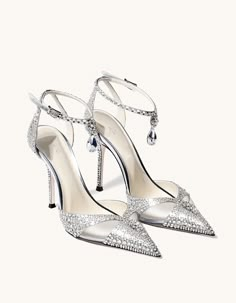 JW Pei Silver Crystal Heels With Pointed Toe, Silver Crystal High Heels, Silver Bedazzled Crystal Heels, Silver Crystal Sparkling Heels, Silver Sparkling Crystal Heels, Crystal Silver Sparkling Heels, Elegant Silver Crystal Heels, Silver Embellished Crystal Heels, Embellished Silver Crystal Heels