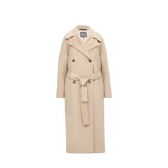 This timeless coat is made from fine Italian wool with a loose fit for comfort. It features wide notch lapels, a double-breasted front, and a belted waist. This design showcases a distinctive solution for the sleeves, combining a set-in sleeve in the front with raglan sleeves in the back, blending iconic style with minimalist details for lasting appeal. Material: 98% Wool, 2% Polyamide Lining: 55% Polyester, 45% Viscose  Wash is not allowed/Do not bleach/Do not tumble dry/Cool iron/Dry clean only Belted Wool Coat, Minimalist Details, Brand Magazine, Stocking Fillers For Her, Neutral Beige, Iconic Style, Independent Designers Fashion, Jacket Sale, Showcase Design