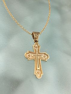 ✪ ATTENTION!! ✪ Please check the dimensions to be sure about the size! Dimensions: Necklace length: 45 Centimeters Pendant height: 3.3 Centimeters (include the loop) Pendant width: 1.6 Centimeters Byzantine Christian cross yellow Gold 14 carats / gold 585, ✪ extra choice : gold chain 14 carats, length 45 cm Express Shipping with DHL courier in your address (about 1-2 business days in Europe & about 4-5 business days worldwide) ----------------------------------------------------------------- 14k Gold Cross Necklace For First Communion, Yellow Gold Cross Pendant Necklace For Baptism, 14k Gold Engraved Cross Pendant Charm, Yellow Gold Crucifix Necklace For Baptism, Yellow Gold Cross Necklace For Baptism, 14k Gold Engraved Cross Pendant, Engraved 14k Gold Cross Pendant, Yellow Gold Baptism Cross Pendant Necklace, Yellow Gold Cross Charms For Baptism