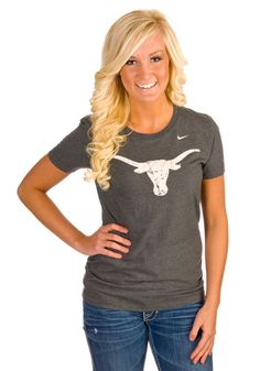 Great Texas Longhorns Womens Grey Vertical Back T-Shirt Hookem Horns, College Clothes, Football Life, Sporting Kc