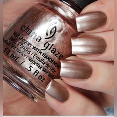 China Glaze As Good As It Glitz Nail Polish New Nails Shimmer, Gel Manicure Colors, Pretty Nail Polish Colors, Rose Gold Nail Polish, Taupe Nails, Bronze Nails, China Glaze Nail Polish, Gold Nail Polish, Pretty Nail Polish