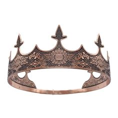 PRICES MAY VARY. KING CROWN-Adult Men King Crown in Antique Finish design gives you a regal look, makes you revisit historical memory and feel the changes of the times. Best men's tiara crown for costume and shows MATERIAL - Made of alloy and rhinestone. Alloy is with diamond look and hard texture for practicality and aesthetics. High-quality material will not broke and fade easily. It is friendly for environmental, it wearing comfortable. Have no nickel and lead, won’t make your skin allergenic Gold Circlet Men, Male Crown King, Crowns For Men, Medieval Crown King, Gold Fantasy Crown For Festival, Fantasy Gold Crown Headpiece, King Crowns, Headband Men, King Crown