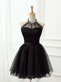 This Cute Little Black Short Homecoming Dresses Halter Short Prom Dress by Kemedress is one of cutest outfit. A-line knee-length hemline, Luxe tulle, sleeveless style, lace up back and Diamante beading at its halter neckline. it will fit right in with any theme, ceremony or venue especially for prom party. This short tulle dress is made of spandex and polyester material that give you actual image. Its lace up back makes it more comfort. The fluffy look of this dress show your nature soft and elegant. This black luxury dress with natural waistline made your look pretty! Black Prom Dress Short, Prom Dress Black, Mini Prom Dresses, Black Homecoming Dress, Tulle Homecoming Dress, Short Prom Dresses, Cute Prom Dresses, Short Homecoming Dress, Short Prom Dress