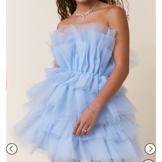 Brand New Blue Tulle Dress From Francesca’s Blue Ruffled Mini Dress For Homecoming, Blue Tulle Dress For Summer, Blue Tulle Mini Dress For Wedding, Blue Ruffled Mini Dress For Wedding, Blue Mini Tulle Dresses, Blue Tulle Mini Dress For Spring, Chic Blue Prom Dress, Blue Mini Dress For Spring Wedding, Elegant Blue Tulle Mini Dress