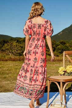 Women's Boho Dress Floral Ruched Puff Sleeve Tiered Maxi Dress Boho French Country, Casual Chic Classy, Modern Boho Fashion, Womens Boho Dresses, Boho Floral Dress, Tiered Maxi Dress, Boho Maxi, Maxi Dresses Casual, Everyday Dresses