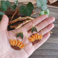 Macrame Sunflower earrings, Small hoop earrings, Flower earrings, Boho jewelry, Yellow earrings, Handmade jewelry, Unique earrings  DESCRIPTION It's perfect for women and girls who love boho jewelry for everyday. Whole earrings are made in micro-macrame with waxed thread, and can be placed in ear using ear wire. The length of the earrings is approx. 4cm  IMPORTANT The earrings can be reproduced.  SIZE Earrings height approx. 4cm Earrings width 4cm  PACKAGING ### The Earrings will be sent in beau Handmade Nature-inspired Round Hoop Earrings, Handmade Circular Beaded Earrings For Gifts, Handmade Hoop Flower Earrings For Gift, Nature-inspired Hoop Earrings As Gift, Nature-inspired Round Hoop Earrings For Gift, Adjustable Flower Hoop Earrings As Gift, Adjustable Hoop Flower Earrings As Gift, Bohemian Flower Hoop Earrings With Ear Wire, Bohemian Flower Hoop Earrings