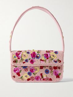 Find STAUD Tommy Embellished Satin Shoulder Bag on Editorialist. The STAUD Tommy shoulder bag is crafted from satin and embellished with sequins and beads to create a vibrant floral motif. The bag features a faux leather trim and a top handle. It is perfectly sized to carry essentials such as a phone, cards, keys, and a compact. Pink Sequin Purse, Staud Tommy Beaded Bag, Staud Beaded Bag, Staud Bags, 2025 Wishlist, Beaded Shoulder Bag, Bday Gift Ideas, Dolce And Gabbana Handbags, 2024 Wishlist