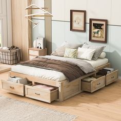 Full Size Platform Bed with 6 Storage Drawers Cluttered Bedroom, Platform Storage Bed, Platform Storage, Full Size Platform Bed, Wooden Platform Bed, Queen Size Platform Bed, Modern Platform Bed, Platform Bed With Storage, Room Upgrade