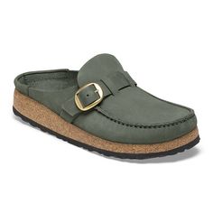 Buckley Nubuck Leather Thyme | BIRKENSTOCK Birkenstock Shoes Leather, Buckley Shearling Birkenstock, Birkenstock Buckley Birkenstock, Women Birkenstock Shors For Fall And Winter, Cheap Summer Clogs With Buckle Closure, Womens Birkenstock Jackson, Womens Bobs Shoes, Birkenstock Buckley Navy, Birkenstock Buckley With Socks