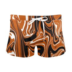 These team color inspired burnt orange shorts with a 2.5 inch inseam from BigTexFunkadelic are vibrant, lightweight and stretchy, making them perfect for your next summer event. They feature a drawstring waistband, inner lining (non-mesh), and a back zipper pocket. Can be utilized as unisex cover up/swimwear bottoms.• Made from 85% Polyester, 15% Spandex, smooth and lightly elastic.• Drawstring elastic waistband makes fit adjustable.• Printed using an advance heat sublimation technique, will not Orange Short Swim Trunks With Built-in Shorts, Orange Swim Trunks With Built-in Shorts, Orange Swim Bottoms With Built-in Shorts, Casual Fitted Orange Swimwear, Orange Beach Shorts, Brown Sports Shorts For Summer, Sporty Brown Beach Shorts, Sporty Brown Shorts For Beach, Orange Beachwear Swim Trunks With Built-in Shorts