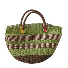 TAVIMART - Fashion Striped Tassel Straw Women Hanbbags Designer Paper Woven Basket Bag Handmade Summer Beach Tote Bags Bali Purses Size:length 26cm*height 20cm Green Handheld Shopping Bag, Green Handheld Bags With Large Capacity, Green Handheld Bucket Bag With Large Capacity, Large Capacity Green Handheld Bags, Green Handheld Travel Bag, Green Rectangular Bucket Bag, Casual Green Shoulder Bucket Bag, Casual Green Bucket Shoulder Bag, Casual Green Bags With Braided Handles