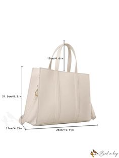 BirdinBag - Stylish Beige Double Handle Medium Square Bag with Minimalist Design Solid Color Square Satchel With Removable Pouch, Minimalist Large Capacity Square Bag, Minimalist Large Capacity Crossbody Satchel, Solid Color Square Bags For Daily Use, Solid Color Satchel With Adjustable Double Handles, Solid Satchel With Adjustable Double Handle, Solid Color Rectangular Shoulder Bag For Daily Use, Simple Beige Square Shoulder Bag, Minimalist Square Bag With Detachable Strap