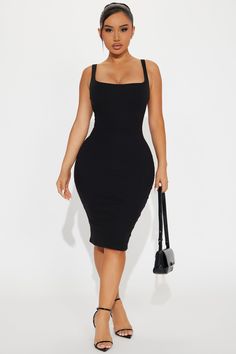 Available In White, Red, Black, Pink, And Green. Double Lined Midi Dress Square Neck Sleeveless Stretch Self: 60% Cotton 35% Polyester 5% Spandex Lining: 96% Polyester 4% Spandex Imported | Demi Double Lined Midi Dress in Black size Small by Fashion Nova Bodycon Sleeveless Midi Dress, Bodycon Sleeveless Midi Dress In Elastane, Sleeveless Bodycon Midi Dress, Sleeveless Bodycon Midi Dress In Elastane, Sleeveless Elastane Bodycon Dress For Club, Sleeveless Elastane Bodycon Dress For Date Night, Flattering Sleeveless Bodycon Dress, Black Elastane Bodycon Dress With Spaghetti Straps, Black Stretch Sleeveless Elastane Dress