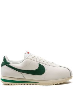 white/green leather signature Swoosh logo detail logo patch at the tongue branded heel counter round toe front lace-up fastening branded insole flat rubber sole These styles are supplied by a premium sneaker marketplace. Stocking only the most sought-after footwear, they source and curate some of the most hard to find sneakers from around the world. Nike Cortez Green, Green Sneakers, Swoosh Logo, Iconic Bags, Men's Footwear, Green Outfit, Nike Cortez, Flat Boots, Nike Cortez Sneaker