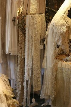 there are many different types of wedding dresses on display