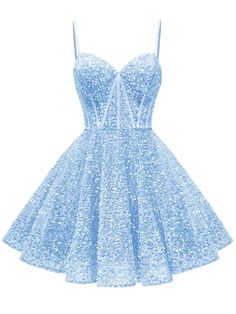 Light Blue Dance Dress, Under The Sea Dresses Hoco, Small Blue Dresses, Winter Fest Dresses Short, Middle School Dance Dresses Short, Cute Winter Formal Dresses Short, Winter Ball Dresses Middle School, Knee Dresses Length, Hoco Dresses Light Blue