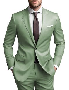 PRICES MAY VARY. ☛😻Mens 2 Piece Suit Slim Fit. Our suit jacket is relatively large, the open button is a casual feeling, and the button can achieve the effect of slimming, no matter what you want, it will achieve the effect you want. If you're a heavier man, it can even cover your stomach and stop you from showing up to events with your buttons open. ☛🤠This is a solid color suit, it can adapt to any occasion. Such as weddings, daily life, business meetings, any fashion forward party, any grand 2 Piece Suit Men, Linen Suit Men, Suit For Men Wedding, Linen Suits For Men, Man Suit, One Button Blazer, Suit For Men, Rugged Men, 2 Piece Suit