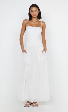 Lina Maxi Dress in White by Bec + Bridge Bec Bridge, Prom Dress Styles, White Maxi Dress, Bridesmaid Dresses Prom, White Maxi, Straight Neckline, Hoco Dresses, White Maxi Dresses, New Arrival Dress