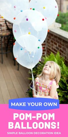 DIY Pom Pom Balloons - a simple balloon decoration idea! Summer Craft Ideas For Adults, Summer Crafts For Adults, Spring Crafts For Adults, Simple Balloon Decoration, Easy Spring Crafts, Balloon Craft, Summer Craft Ideas, Diy Spring Crafts, Pinterest Crafts