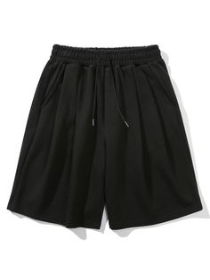 This is a casual and comfortable short sweatpants by BASEMOMENT that is made out of high quality and sturdy acrylic material. With unique design detail and trendy mood, you can style it for your casual and young daily outfit.- Double elastic waistband- Nickle tips on the waist string- Wide silhouette with two tucks Black Cotton Shorts With Ribbed Waistband, Casual Shorts With Ribbed Waistband, Casual Short Sweatpants With Built-in Shorts, Casual Short Sweatpants For Leisure, Casual Bermuda Leisure Bottoms, Relaxed Fit Black Shorts With Ribbed Waistband, Black Shorts With Ribbed Waistband For Loungewear, Black Relaxed Fit Shorts With Ribbed Waistband, Casual Black Shorts With Ribbed Waistband