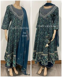 Angrakha Anarkali Cotton Suit - Etsy Style Kurti, Kurti Embroidery, On The Border