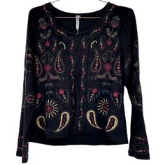 Monoreno Black Faux Suede Multicolor Embroidered Open Front Jacket Nwt. New With Tag. Faux Suede Multicolor Embroidery Detail Top Closure Size: Small Approximate Measurements: Pit To Pit: 18” Length: 22” Casual Embroidered Black Cardigan, Casual Black Embroidered Cardigan, Black Embroidered Long Sleeve Cardigan, Black Cardigan With Floral Embroidery, Fitted Tops With Multicolor Embroidery For Fall, Black Embroidered Cardigan For Fall, Black Long Sleeve Outerwear With Floral Embroidery, Embroidered Black Cardigan For Fall, Sleeveless Vest Jacket