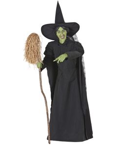 a person in a witch costume holding a broom