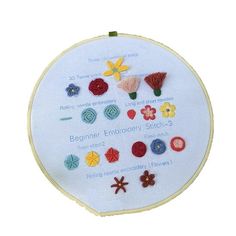 the embroidery kit has many different designs on it