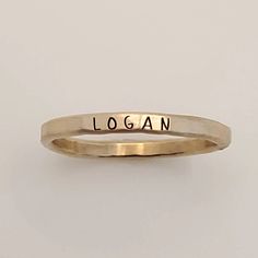 Hand Stamped 14k Gold Engraved Ring, Hand Stamped 14k Yellow Gold Engraved Ring, Minimalist Custom Name Engraved Ring For Promise, 14k Yellow Gold Engraved Ring With Hand Stamped Details, 14k Yellow Gold Hand Stamped Engraved Ring, Adjustable Stackable Promise Rings With Custom Name, Minimalist Hand Stamped Yellow Gold Ring, Customizable Adjustable Rings For Promise, Adjustable Customizable Rings For Promise