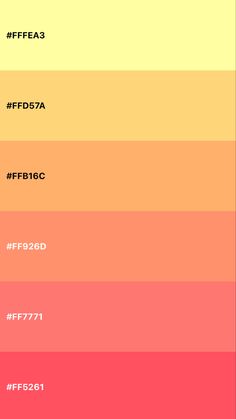 the color scheme for different shades of pink, yellow and orange