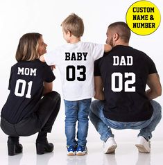 Custom Family shirts. Any Name. Any Number. Personalized Shirts. Name and Number. Unisex. Matching Family Shirts. Mom Dad Baby. Cousins Shirts. Family Shirts. Name and Number Shirt. Mom and Dad to Be. Mom and Dad shirts. Mom and Dad gifts. Baby Announcement. Team Family Shirts. Matching Family Shirts are great for family outings, parties, graduation, family photos & more! Shirts are available in infant, toddler, youth & adult sizes. This listing is for unisex tee shirts with Personalized Cousins Shirts, Mom Dad Baby, Matching Family Shirts, Number Shirt, Funny Letters, Mommy And Me Dresses, Family Shirts Matching, Dad Baby, Team Shirts