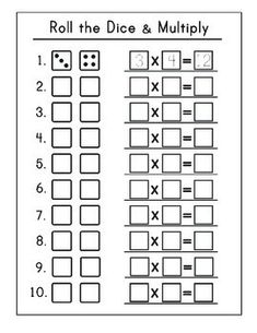 the dice and add worksheet is shown in black and white, with numbers on it