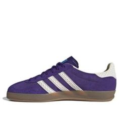 (WMNS) adidas Originals Gazelle Indoor 'Purple White' IF1806 Purple Adidas Sneakers With Round Toe, Adidas Purple Sneakers With Round Toe, Sporty Lavender Sneakers With Boost Midsole, Lavender Sporty Sneakers With Rubber Sole, Sporty Lavender Sneakers With Rubber Sole, Purple High-top Adidas Sneakers, Purple High-top Athleisure Sneakers, Purple Adidas Sneakers, Sporty Purple Adidas Sneakers