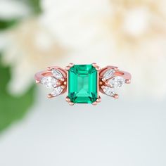 This gorgeous, timeless ring features our favorite emerald design and hand picked crystals. ✦ DETAILS ✦ ✧ Handcrafted ✧ 2.0 Carat center stone ✧ Emerald and cz crystals ✧ Sizes 3.75-11.25 ✧ Sterling Silver 925 ✧ This ring will arrive ready to gift in a Kherish Jewelry Pouch. ✧ PRE-ORDER: Items that are preorder only will ship within 10-15 business days. You will receive an email with the updated processing time if you order a size/option that qualifies for pre-order. ✧ Due to the nature of the h Emerald Diamond Ring In Rose Gold, Rose Gold Emerald Ring For May Birthstone, Rose Gold Emerald Ring With May Birthstone, Rose Gold Emerald Ring Birthstone, Rose Gold Emerald Ring As A Gift, Rose Gold Emerald Rings As Gift, Rose Gold Emerald Cut Ring For May Birthstone, Rose Gold Emerald Ring For Anniversary, Emerald Crystal Ring For Anniversary