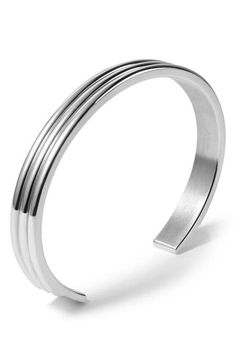 "Find LE GRAMME Godron Bangle on Editorialist. Add understated sophistication to any ensemble with this sterling silver bangle. 1/4\" width Sterling silver Made in France" Formal Stainless Steel Cuff Bracelet With Polished Finish, Formal Stainless Steel Bangle With Polished Finish, White Gold Stainless Steel Bangle Cuff Bracelet, White Gold Stainless Steel Cuff Bracelet, White Gold Stainless Steel Cuff Bangle, White Gold Stainless Steel Bangle, Modern Silver Stainless Steel Cuff Bracelet, Formal Stainless Steel Cuff Bracelet, Formal Round Stainless Steel Cuff Bracelet