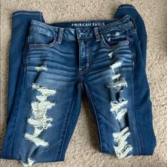 Brand New With Tags American Eagle Outfitters Jeans, Ripped Jeans, Colored Jeans, American Eagle Outfitters, American Eagle, Women Jeans, Blue Color, Brand New, Women Shopping