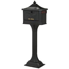 a black mailbox with the letter u s mail on it's top and bottom