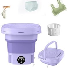 the purple ice cream maker is next to other items