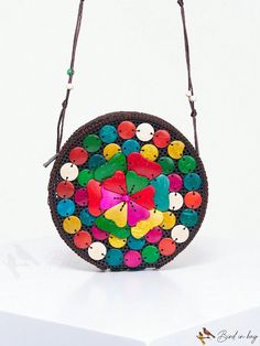 BirdinBag - Beaded Coconut Shell Crossbody Bag: Compact & Stylish Woven Travel Shoulder Bag Circle Bag, Beaded Bag, Word Wrap, Coconut Shell, Beaded Bags, Colorful Backgrounds, Coco, Crossbody Bag, Shells