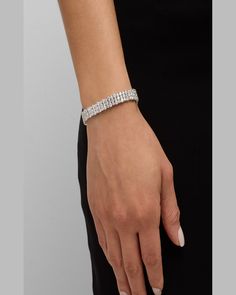 "Find NEIMAN MARCUS 18k White Gold Diamond 3 Row Line Bracelet, 15.84tcw on Editorialist. Diamonds Approx. 7\" length Polished 18karat white gold Three rows of round white diamonds 15.84 total diamond carat weight Pushlock closure Made in USA" Elegant Iced Out Diamond Bracelet For Formal Occasions, Elegant Iced Out Bracelets For Formal Occasions, Elegant Formal Iced Out Bracelets, White Gold Diamond Bracelet, Latest Bracelets, White Gold Bracelet, Bracelets Gold Diamond, Princess Diamond, Tennis Bracelet Diamond