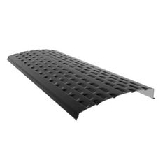 a black metal grate with holes on the side and bottom, for use in an outdoor