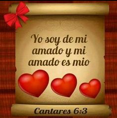 an old scroll with three hearts and the words yo soy de mi amao y mi amao es mio