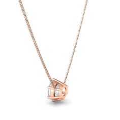 6 Prong Round Brilliant Diamond Pendant Necklace - Lab Diamonds - HauteCarat®