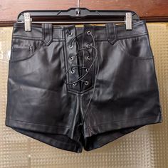 Forever 21 Black Leather Lace Up Shorts Size L Brand New Lace Up Shorts, Leather Lace, Leather And Lace, Forever 21, Black Leather, Lace Up, Womens Shorts, Band, Brand New